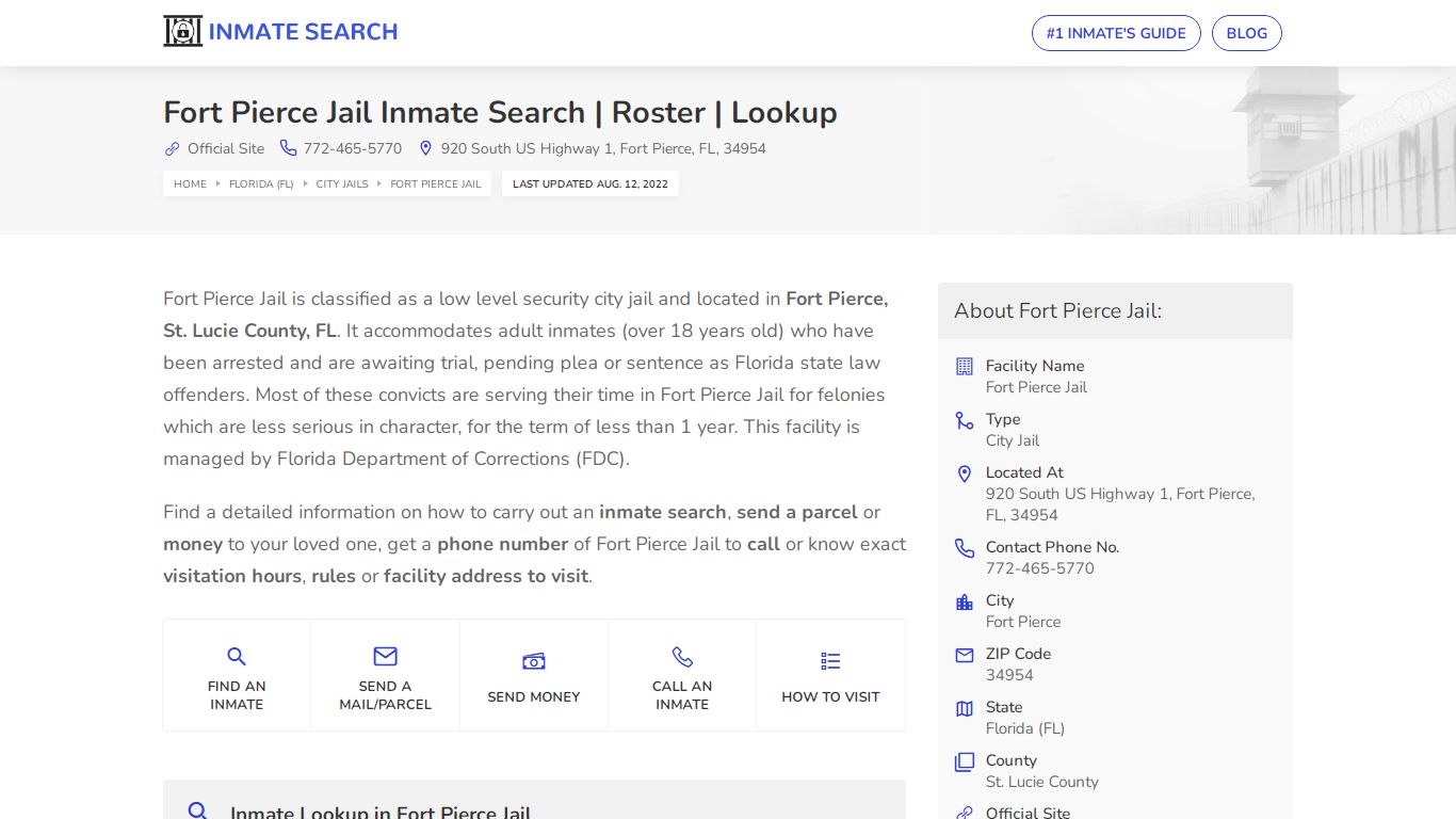 Fort Pierce Jail Inmate Search | Roster | Lookup