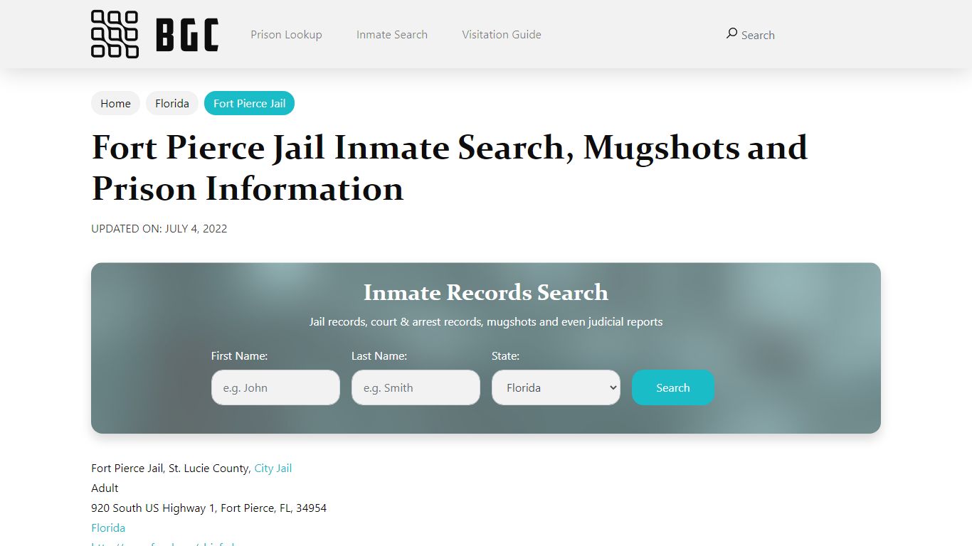 Fort Pierce Jail Inmate Search, Mugshots, Visitation ...