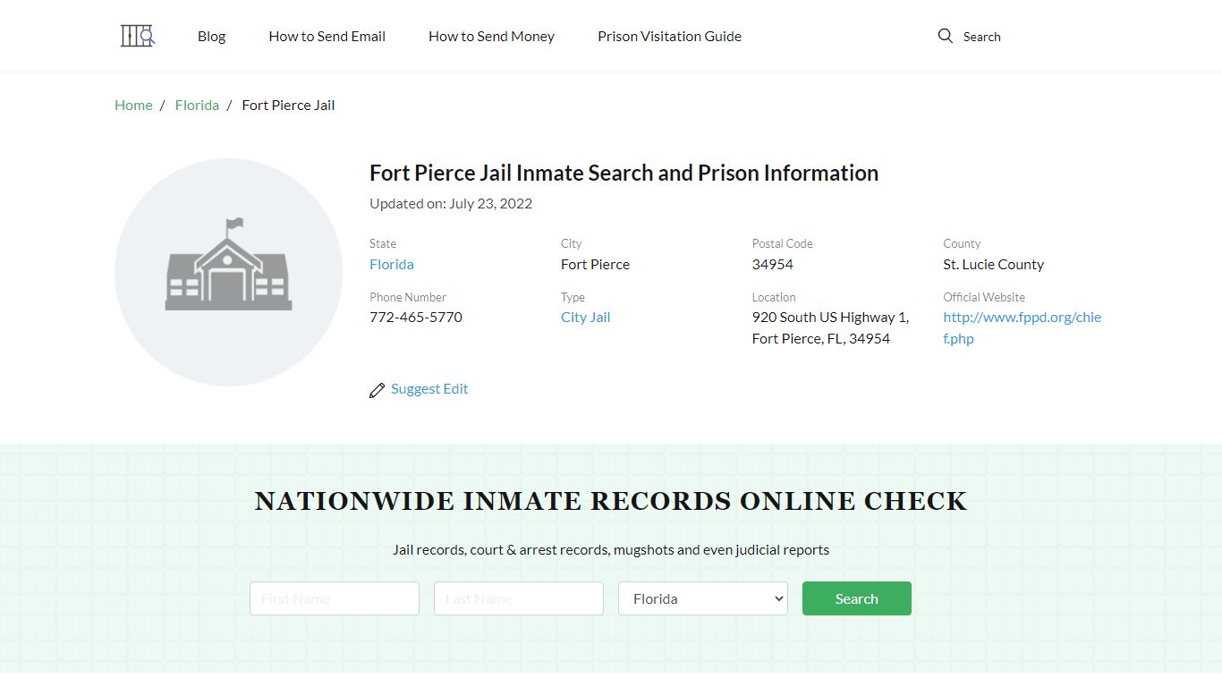 Fort Pierce Jail Inmate Search, Visitation, Phone no ...